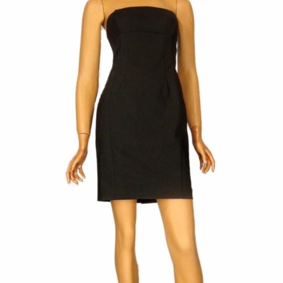 EUC Express Black Strapless Sheath Dress Sz 4 - Picture 9 of 10